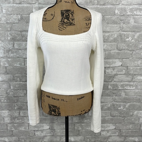 Express Square Neck Fitted Knit Pullover - Picture 1 of 9